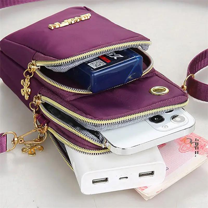 Balloon Nylon Mobile Phone Crossbody Bag – 3-Layer Wallet