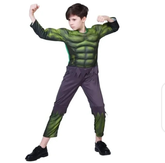 Hulk Muscle Costume For Kids Of Age 3 To 12 Years Old / Padded Imported Dress With Mask.