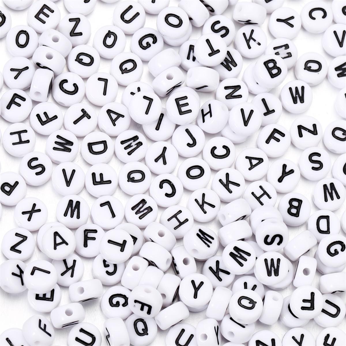 100 Pieces | Mixed White Round Alphabets Beads | Used in Making DIY Jewelry and Accessories