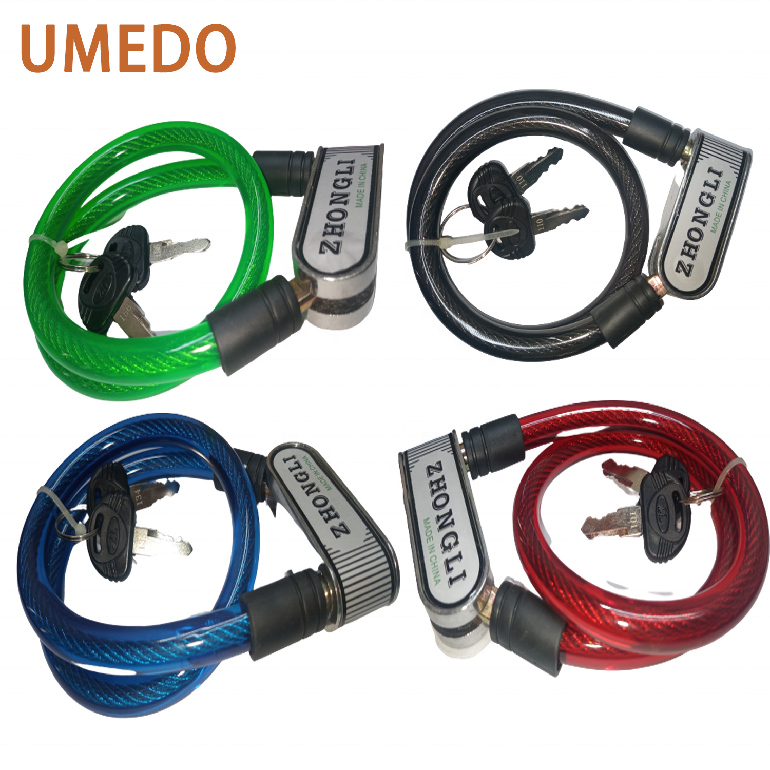High Security Lock with key for motorcycle and bicycle lock cable steel wire lock