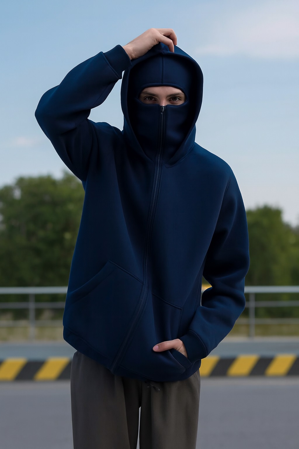 Full Zipper BALACLAVA Hoodie Full Face Cover, Streetwear Style, Winter Warm Sweatshirt best for extrem cool weather winter fleece wool in side for let you feel worm baklava, zipper maks, hood, men hoodie, boys hoodie, girls hoodie - Baclava Ninja Hoodies