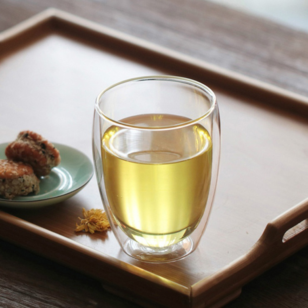 Heat Resistant Double Wall Glass Milk Coffee Water Juice Cup - 350Ml