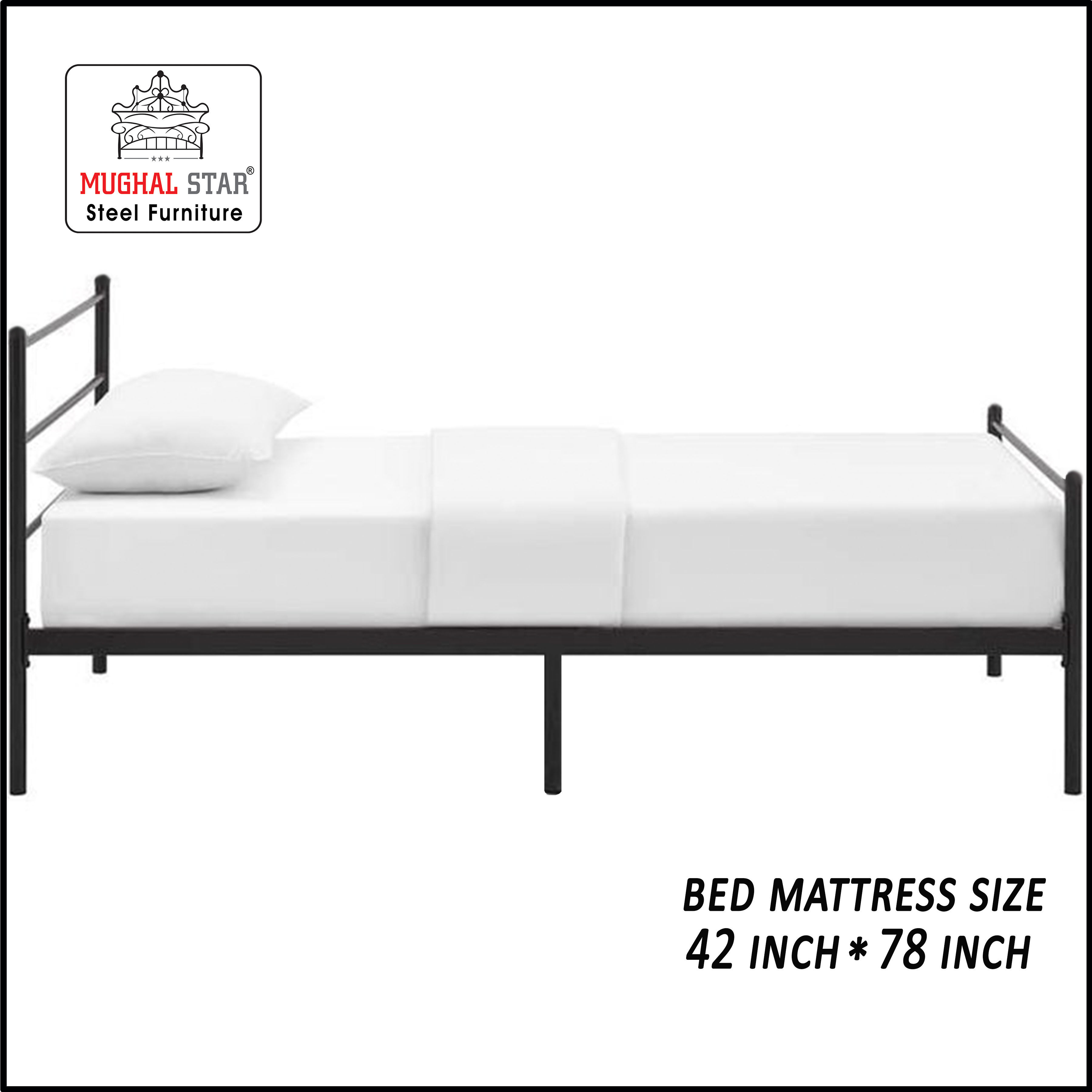 Simplify Bed Single, Iron Bed, Single Bed, Mughal Star Steel Furniture
