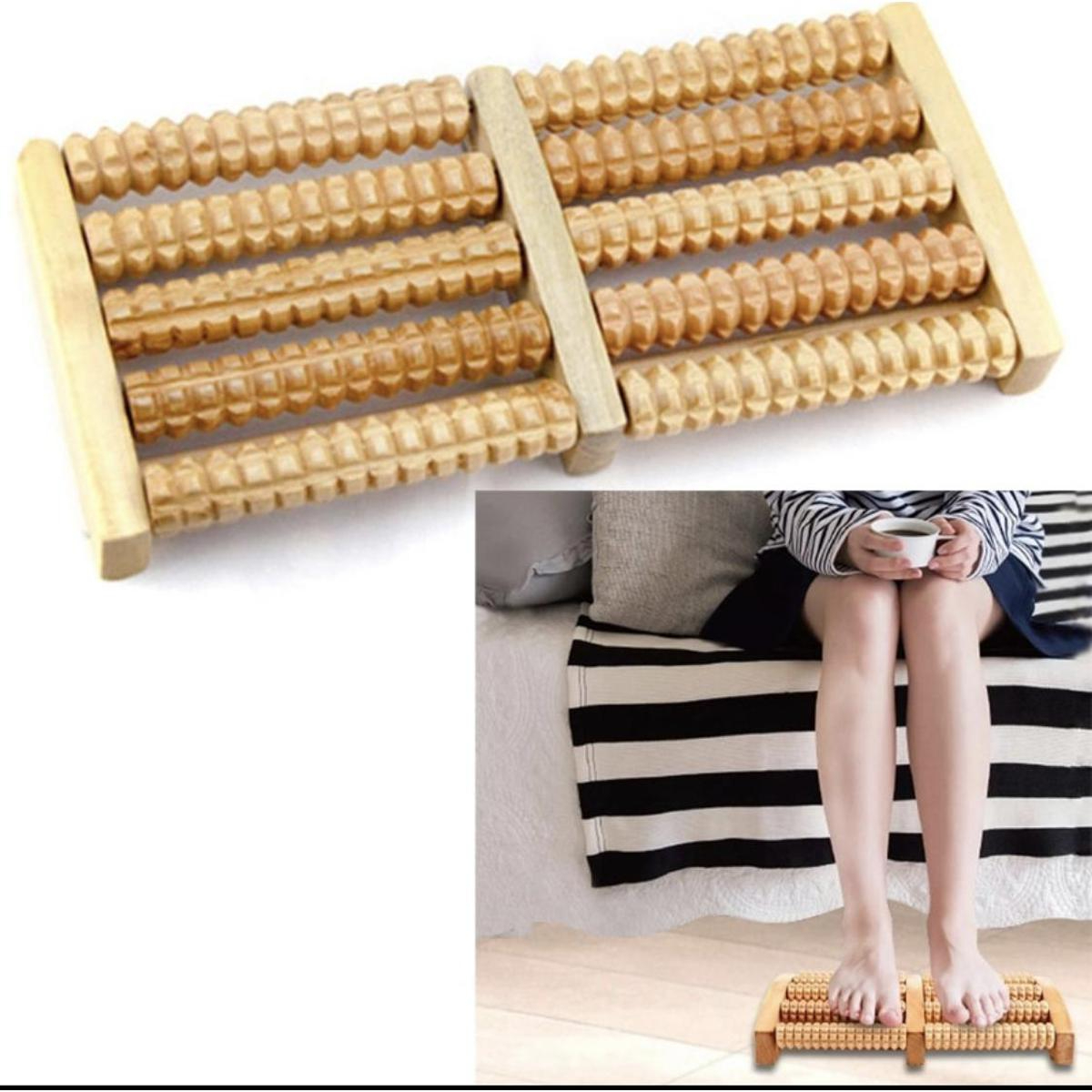 Wooden foot massager Roller, Stress Relief Wooden 5 Roller Foot Massage, Health Therapy Relax Massage, wood Care Massager Reflexology Muscle Relax Relief Massager Spa Gift Anti Cellulite Foot Massager Care Tools