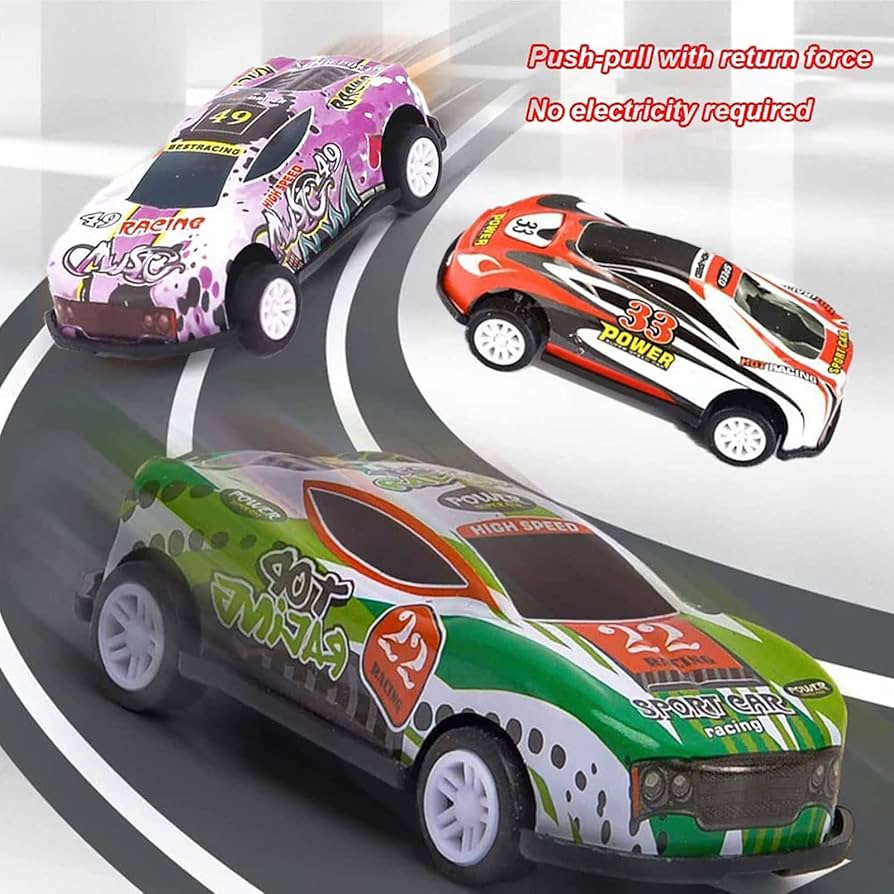 24 Pcs - Pullback Racing Car Alloy Tin Metal Body Toy Set - Playing and enjoy Racing On Track Fun - Colorful Model DieCast Vehicle Cars Toys For Children Kids Boys Girls Baby Die Cast