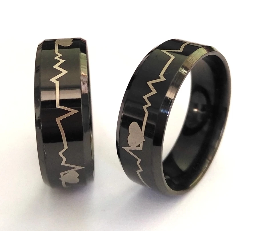 Heart Beat Rings For Men and Women Electrocardiogram Stainless Steel ...