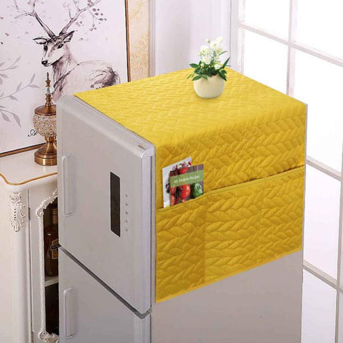 Printed Fridge Dust Cover Waterproof Refrigerator Dustproof Cover old Freezer Top Hanging Bag Fridge Storage Bag Appliance Protector Organizer Top Cover