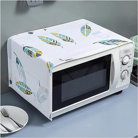 Imported Microwave Oven Dust-Proof Cloth Protective CoverWaterproof Microwave Oven Covers Storage Bag Double Pockets Dust Covers Microwave Oven Hood/Cat (Design: Random)