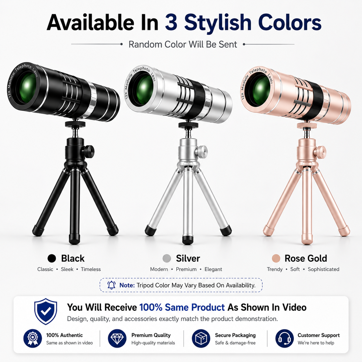 Zoom Lens For Mobile 12X HD Telephoto Lens Mobile Camera Lens With Stand Universal Clip On Zoom Lens For Photography Bird Watching Long Distance Shooting