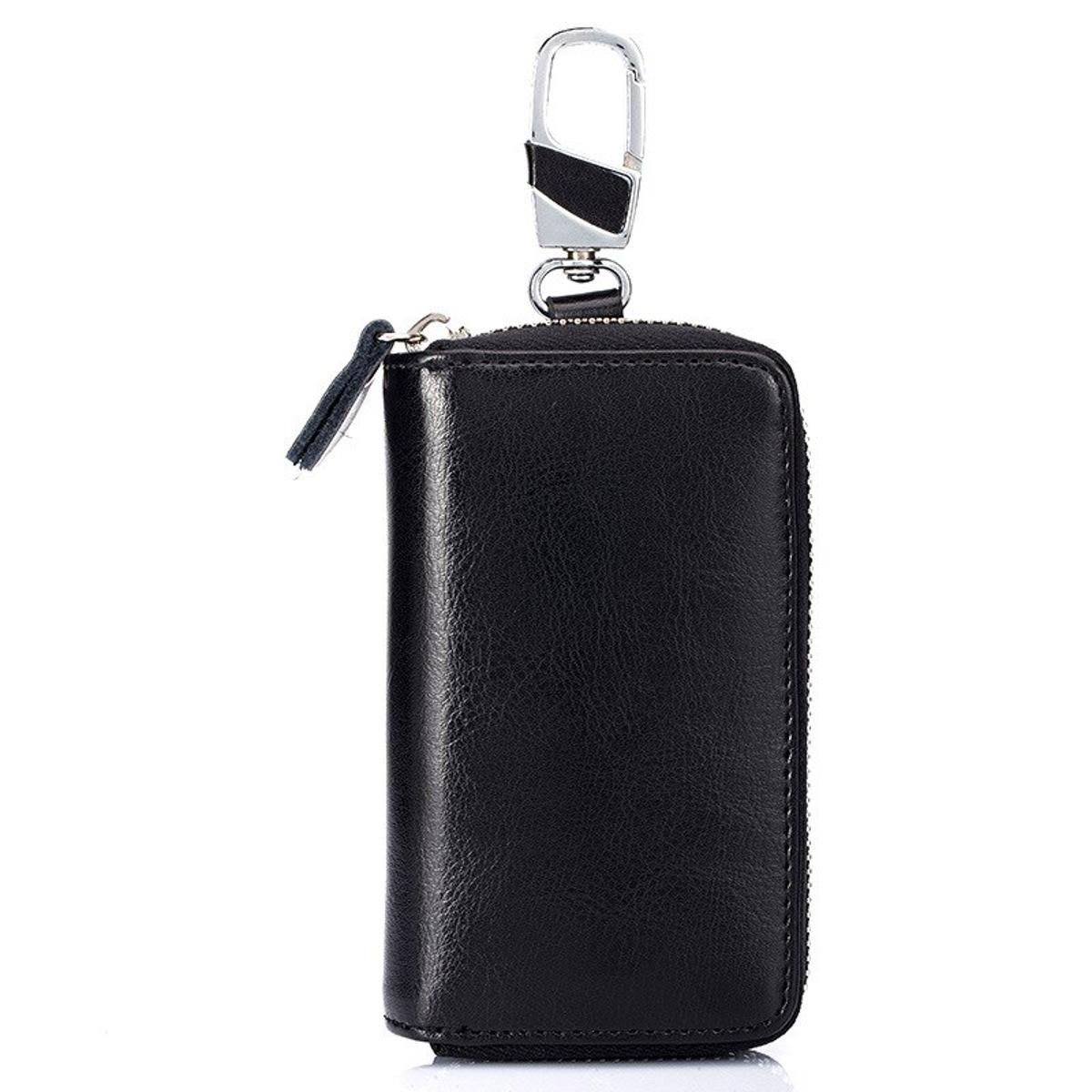 WestCreek’s Brand New Genuine Leather Double Zipper Keychain Wallets Black