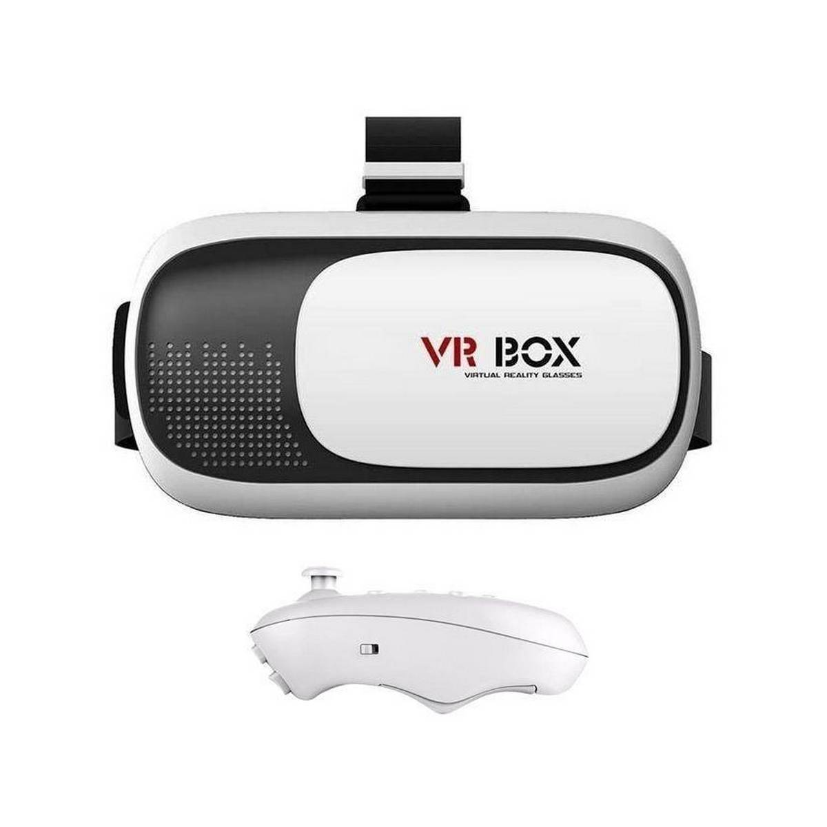 Virtual Reality 3D Glasses with Bluetooth Gamepad - White & Black