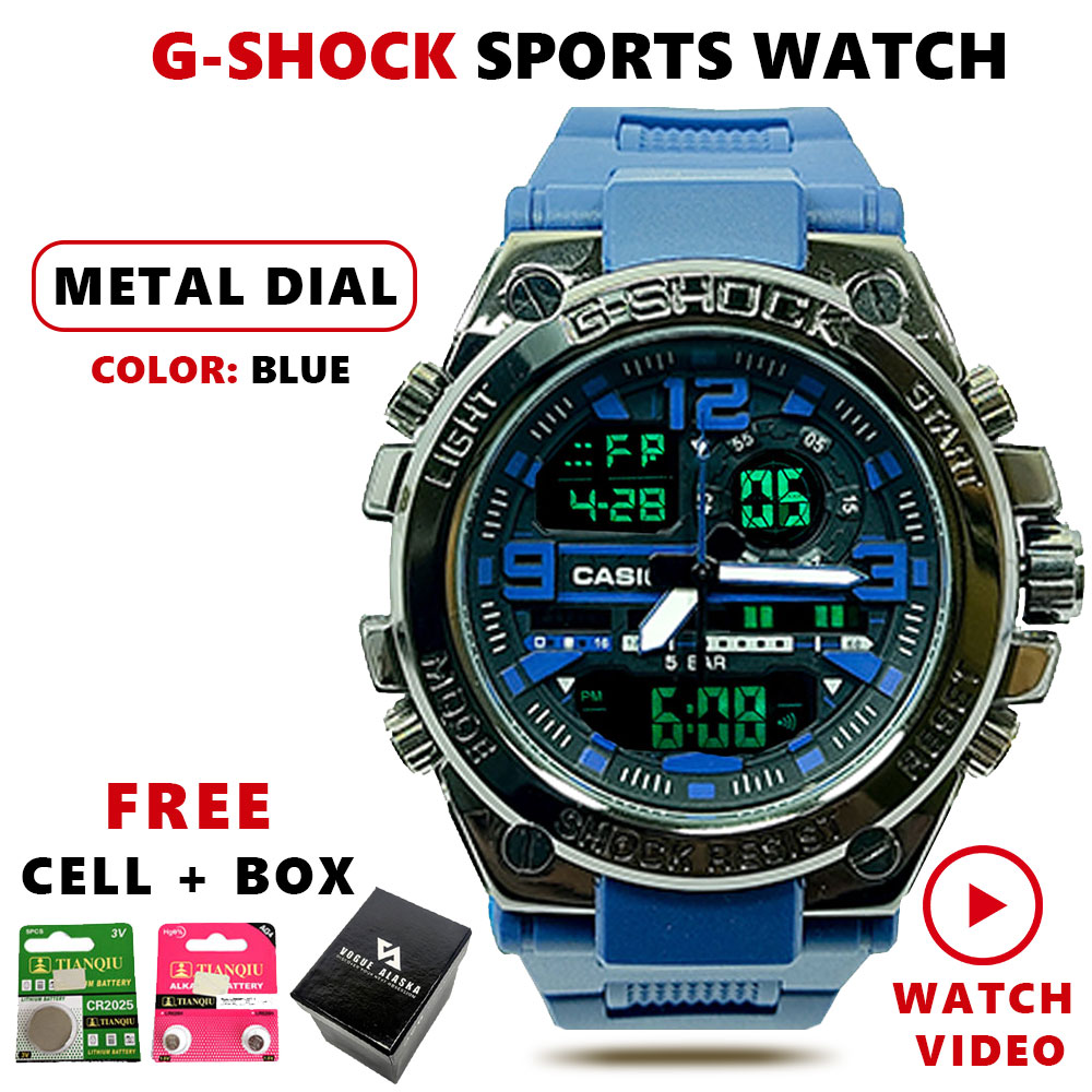 GSTW-300 Metallic Dial Dual Display Multifunctional 20BAR Water Resistant Sports Watch for Men