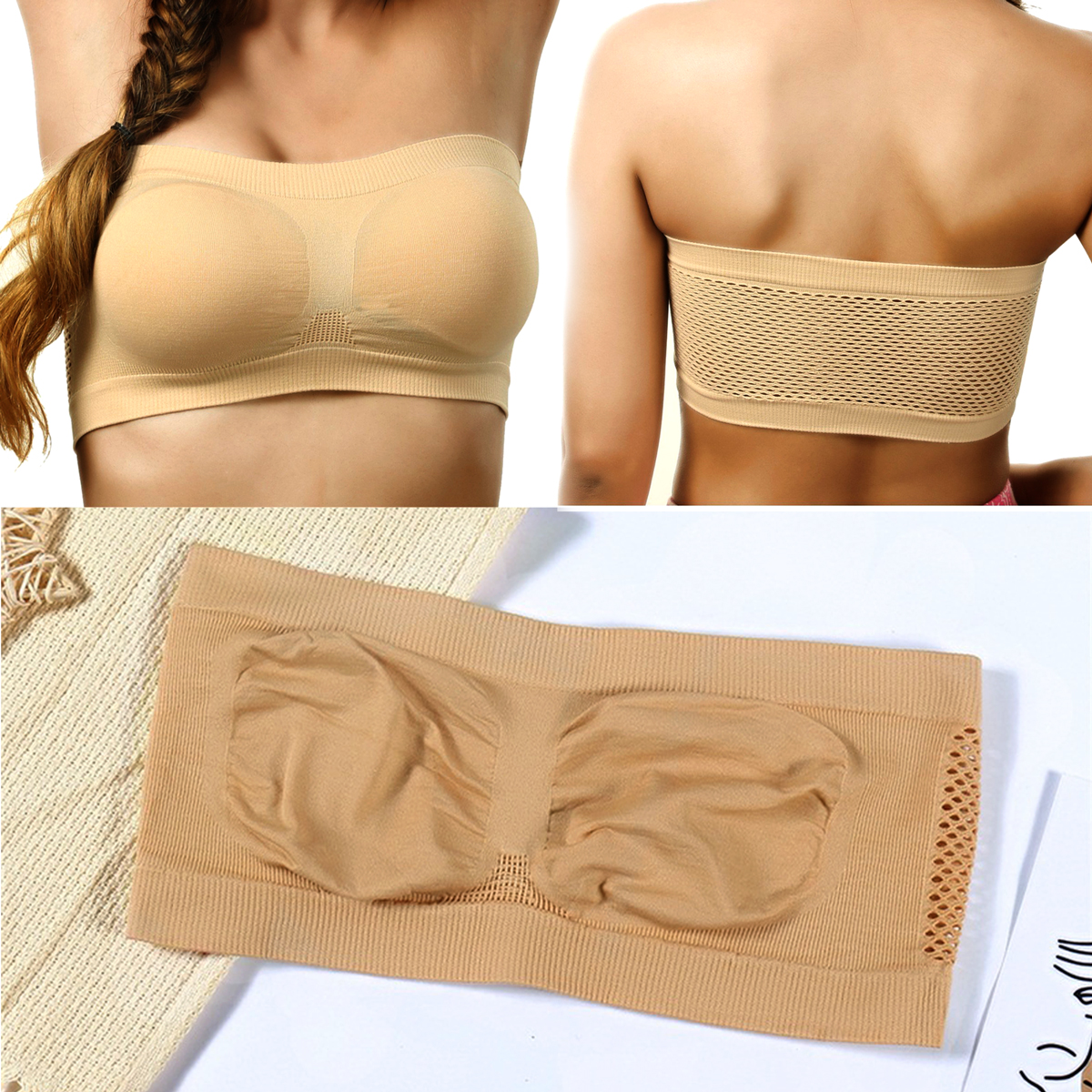 Free-Size Seamless Tank Top Comfy Bra for Ladies Stretchable Tube Top Bras  for Women Nylon Training Bra for Girls Strapless Brazzer for Teenagers for