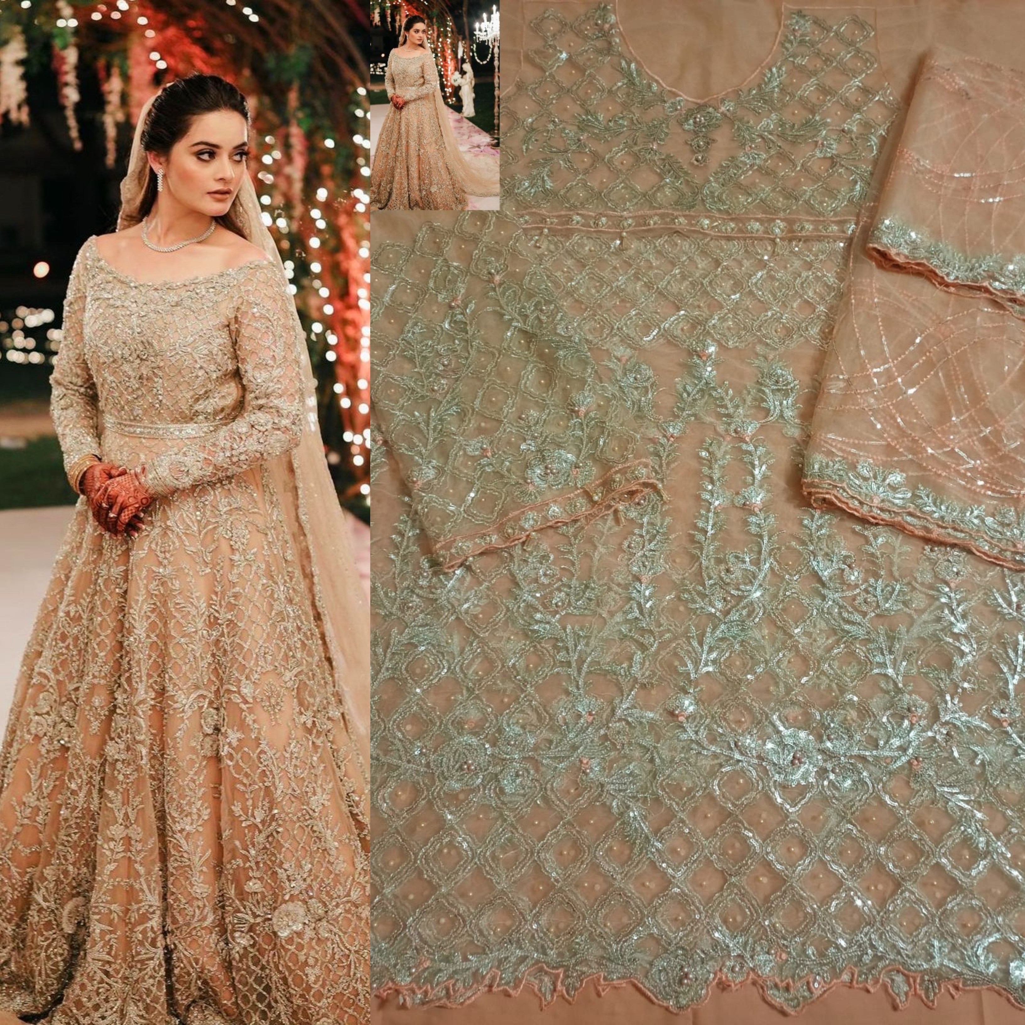 Bridal Minal Khan Walima Net Fully Embroidered Maxi by Sumaiya's - Main Image