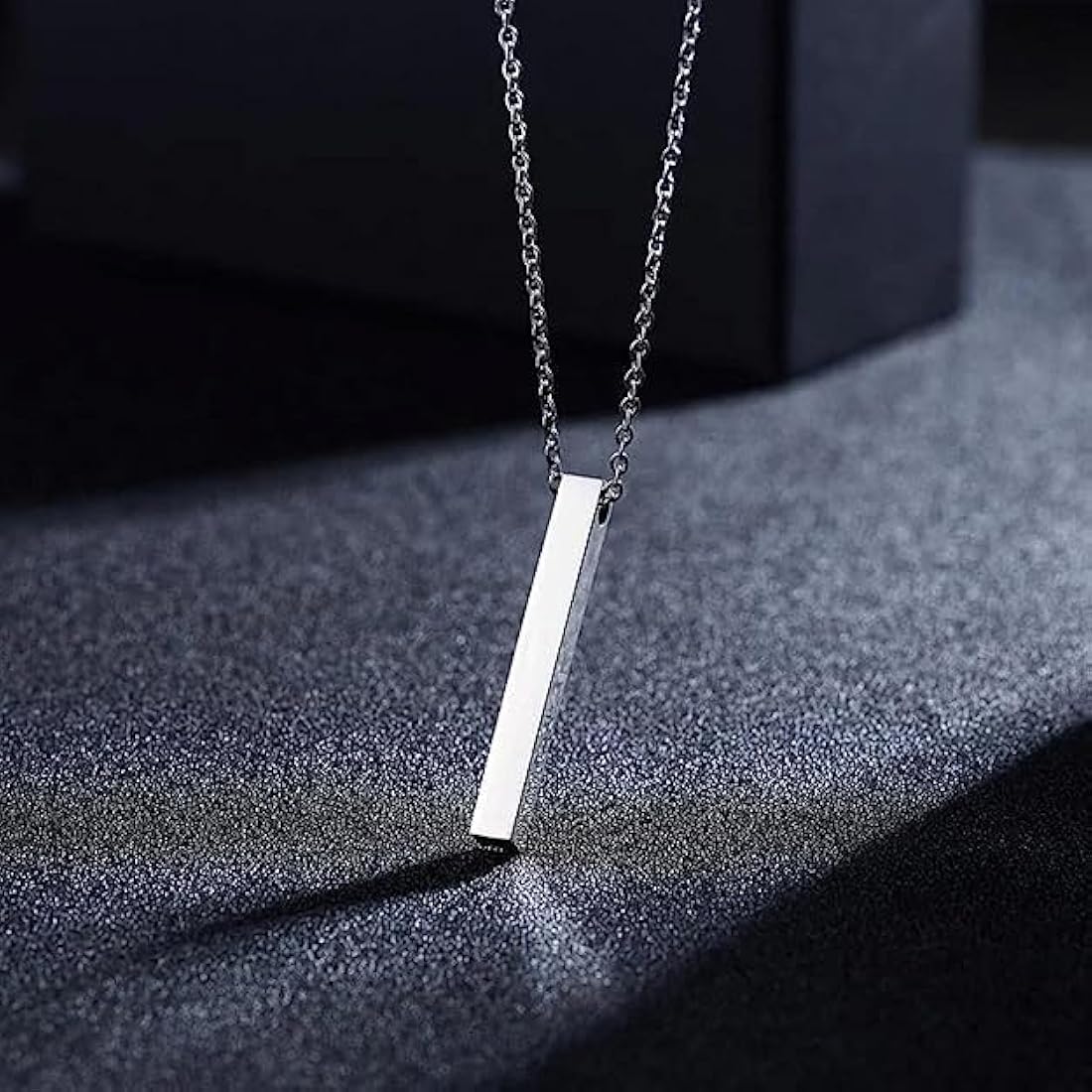 Vertical Bar Locket Set With Chain Couple Best Friend Ship Silver Color Stick Necklace Pendant For Girls Women Men Ladies Couples Unisex Friendship Mens Boys Nacklace