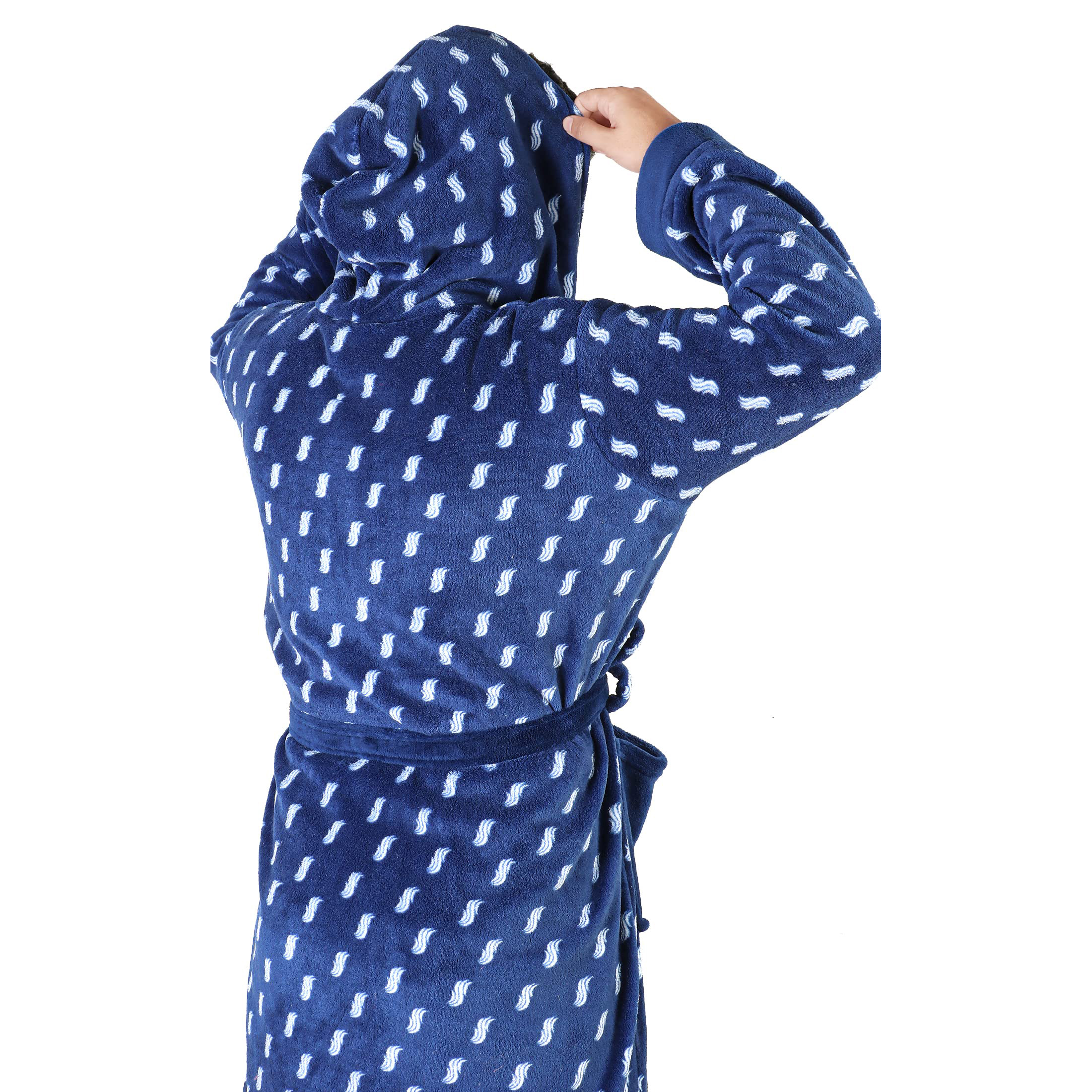 Fast Forward Mens Hooded Fleece Robe - Plush Long Printed Bathrobes