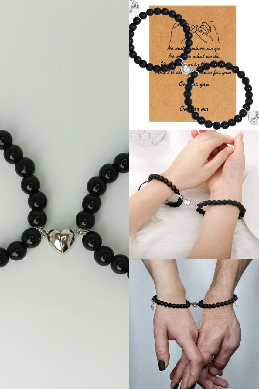 2-Piece Magnetic Heart Bracelets for Couples – Love Connection Set"
