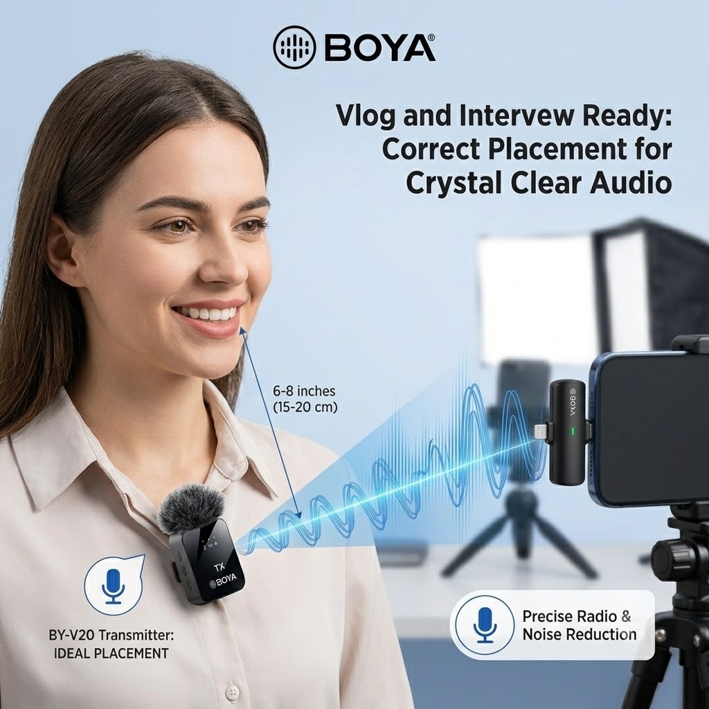 BOYA BY-V20 Dual Wireless Lav Microphone 2.4GHz Omnidirectional Clip-on Mic for Smartphones Tablets Cameras Vlogging Interviews