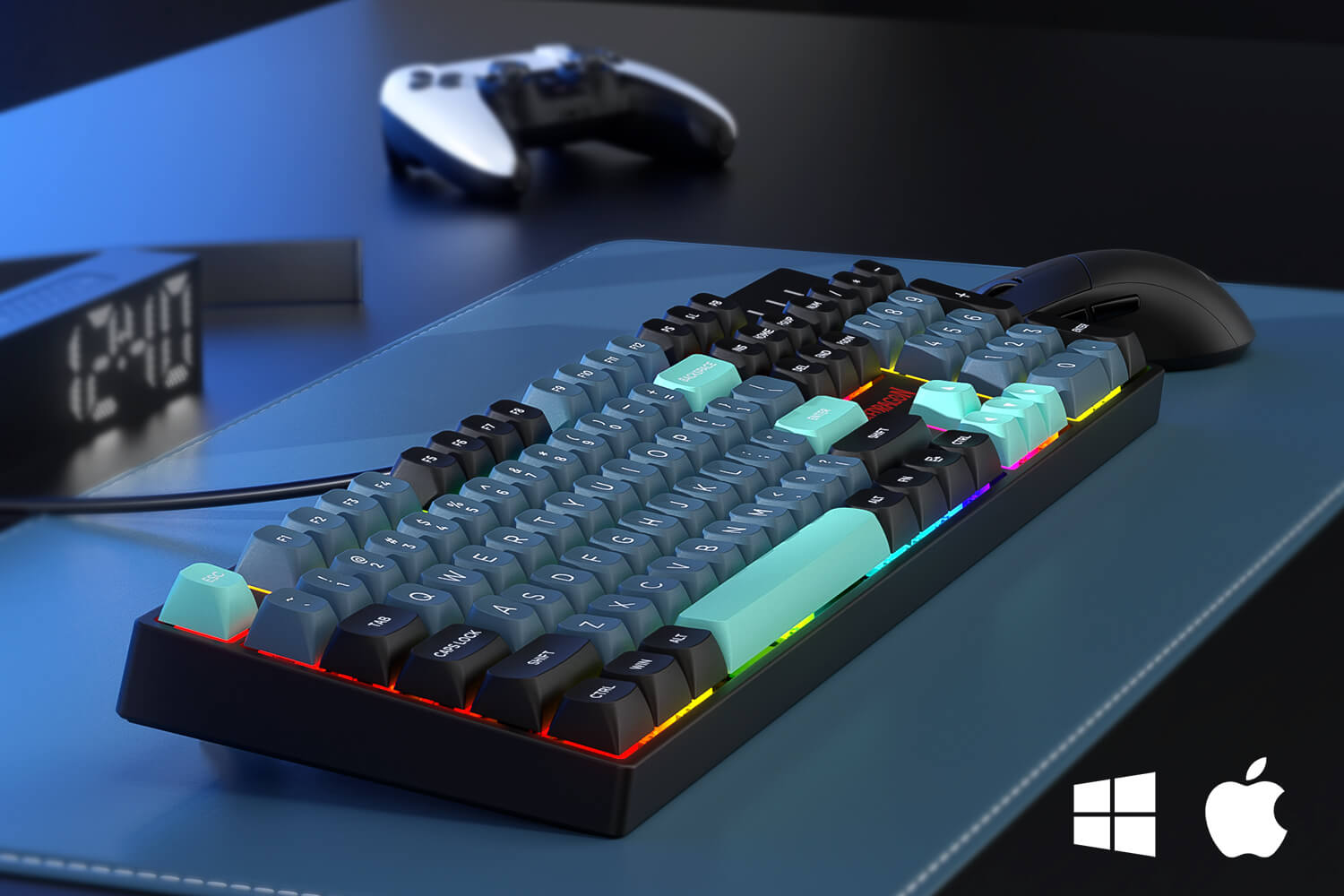 Redragon K582 SE SURARA Wired RGB Gaming Keyboard with 104 Keys Mechanical Keyboard w/Mixed Color Round PBT Keycaps Linear Red Switch 20 8383743bb2ade2b21f48499b24b5ee17