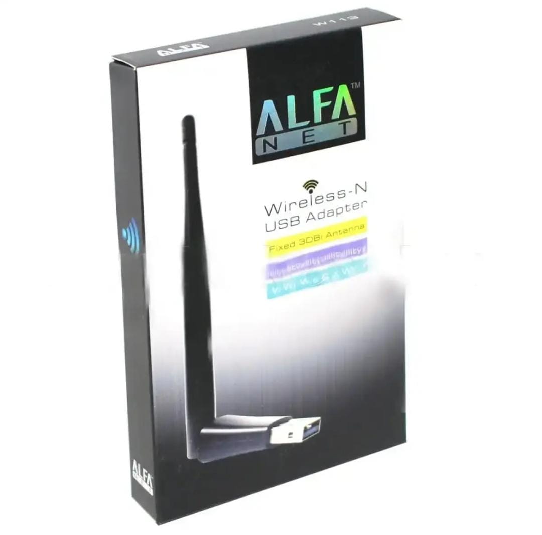 ALFA USB Wireless LAN Card with Antenna - Alfa Net Wifi Wireless-N USB Adapter Antenna Receiver Catcher - Soft AP Utility Super Fast 2.4 GHz 150 / 300 Mbps High Speed IEEE 802.11bgn Internet Dongle Network Card Windows Linux Computer Laptop PC wifi adater
