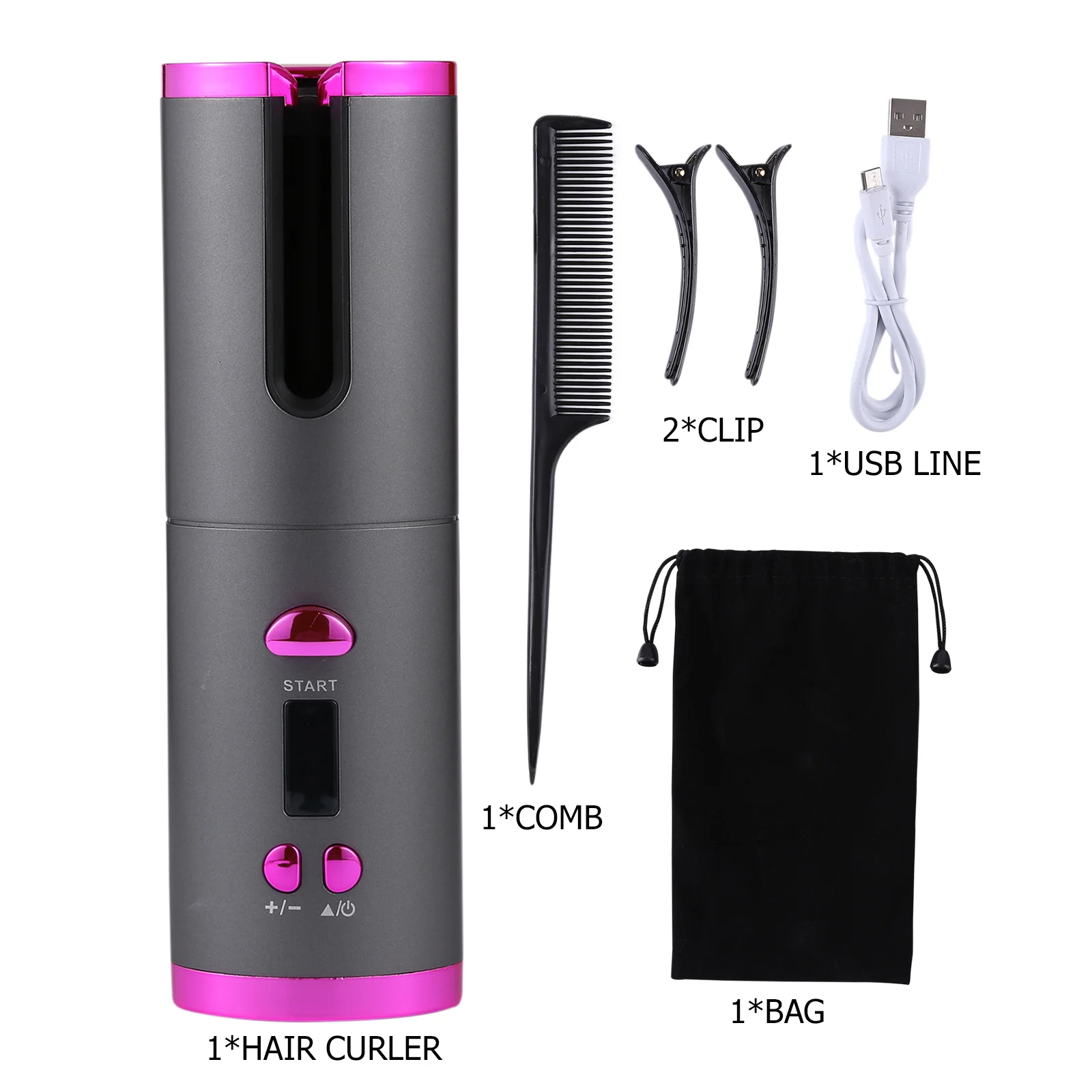 Automatic Hair Curler Rechargeable Rotating Curling Iron for Curls