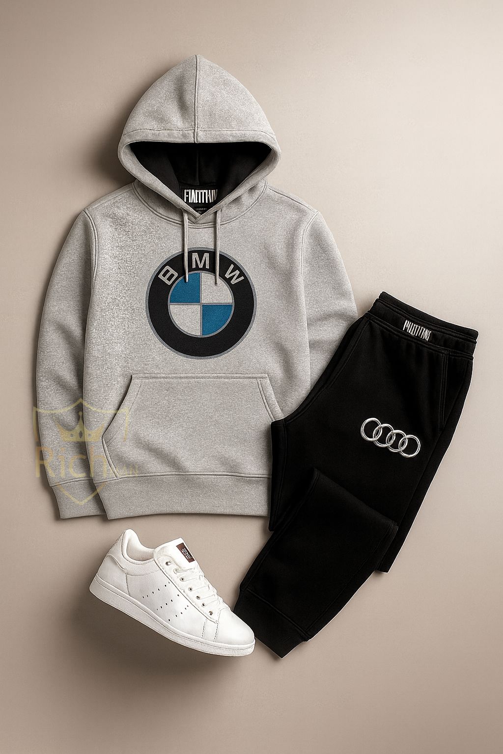 Premium BMW Logo Hoodie & Audi trouser 2-Pcs Track Suit for Men | Winter Fleece Sportswear Set | Stylish Casual Outfit