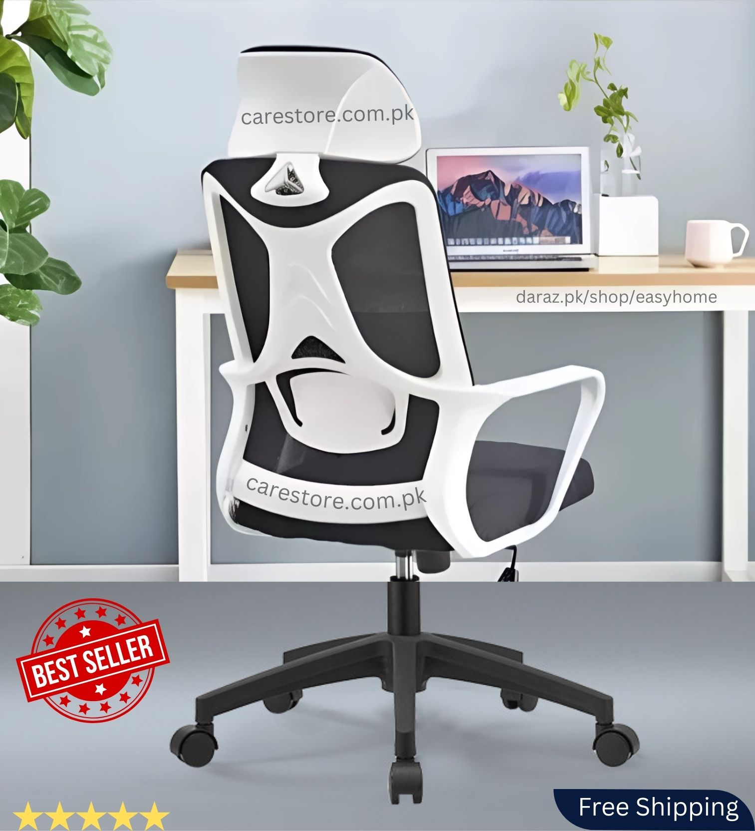 Gaming Imported Chair Ergonomic Design  Adjustable Mesh Back Computer Chair  High Back Reclining Chair with Headrest & Lock