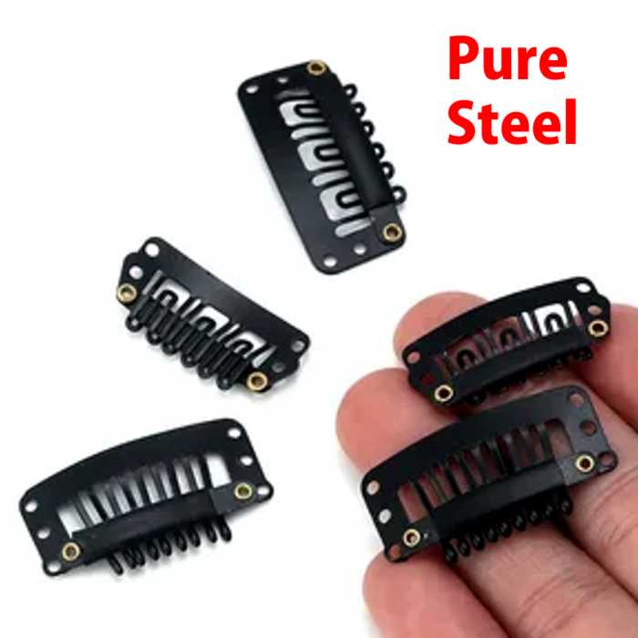 Hair Wig Clips 10 PCS Hair Fixing Buttons for WIGS or HAIR Extensions - Black Clip U Shape Weave Toupee Wig