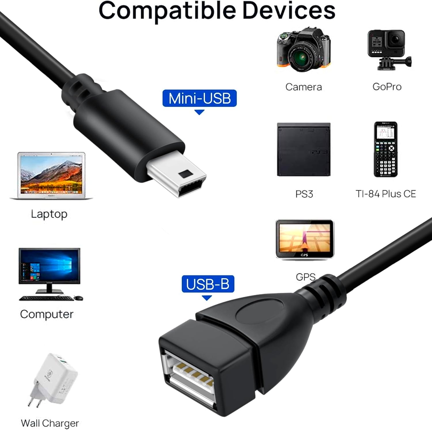 Mini USB OTG Cable for Digital Cameras USB A Female to Mini USB B 5 Pin Male Adapter Cable V3 OTG Cable