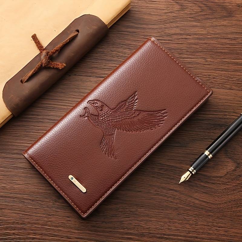 PU Leather Long Wallet for Men - Multi-Card Slot Clutch Style Cash Holder