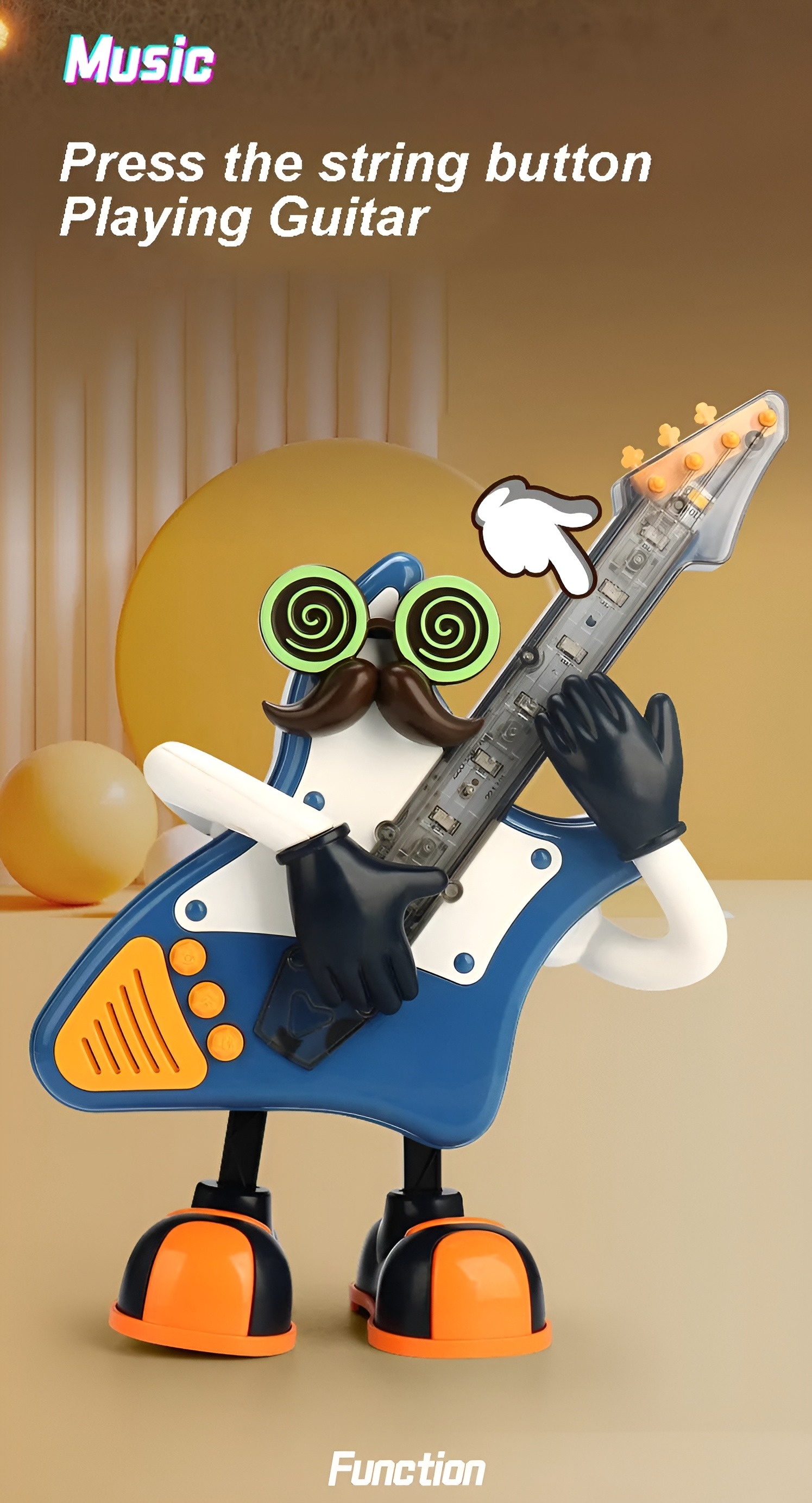 Electric Dancing Mr. Rock &Amp; Roll Music Light Swing Saxophone Guitar Dancing Robot Toy