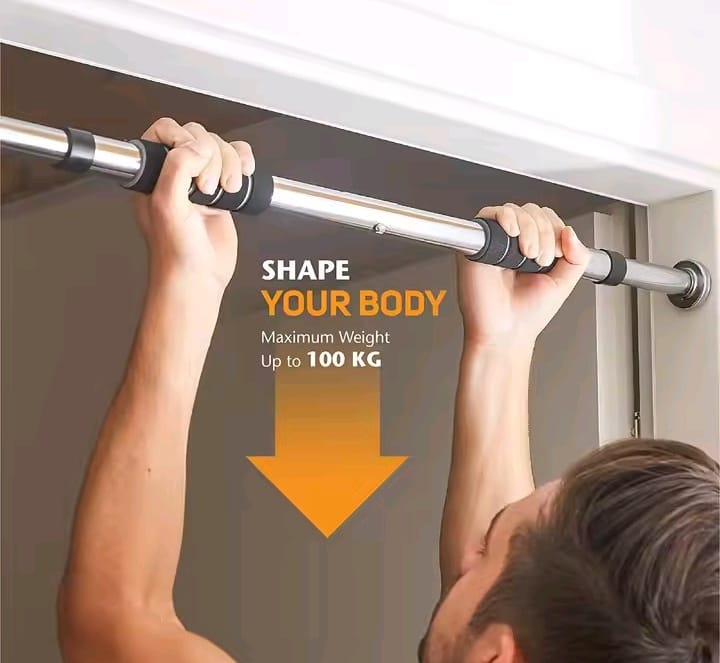 Iron Door Way Gym Bar – Adjustable Pull Up Bar for Doorway | Chin Up Bar Rod Stand for Home Gym Fitness, Adults & Kids | Door Pullup Bar with Strong Grip Handles