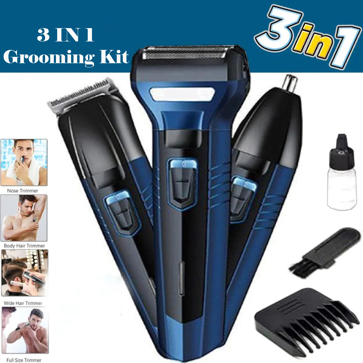 Shaving Machine 3 in 1 for Men 3 in 1 hair trimmer Rechargeable Hair Clipper Beard Trimmer and Electric Shaver   Professional Grooming Kit Cordless Hair Cutting Machine Beard shaping trimmer   Hair removal machine for men