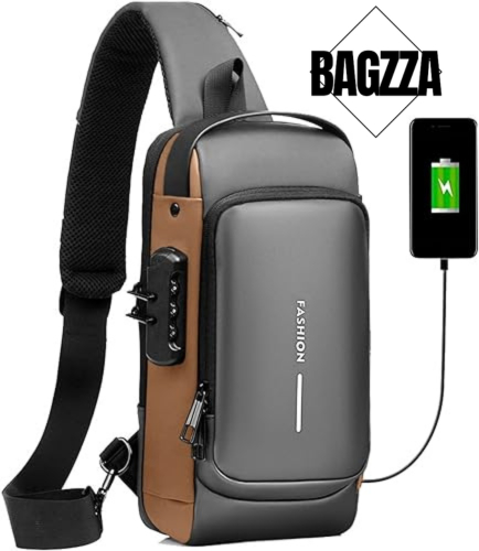 Travel Essential Water-Resistant Scratch-Proof Nylon Anti-Theft Crossbody Sling with USB Charging Port Side Bag for Men and Women - Compact Gym & Passport Pouch