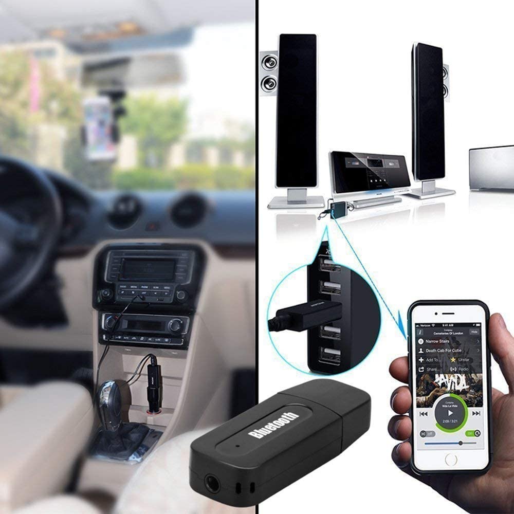 USB Bluetooth Music Receiver.USB Bluetooth Audio Music Receiver Adapter 3.5mm Stereo Output for Car Home Stereo