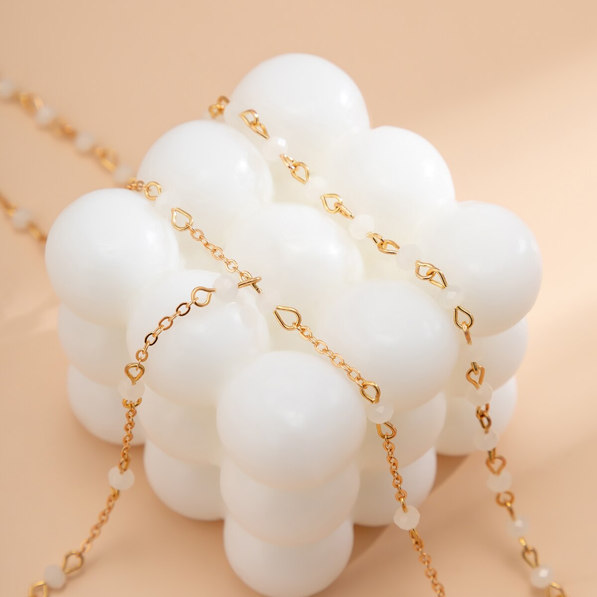 gold layered beaded necklace for women long chain pearl style drop dainty minimalist fashion jewelry gift for her | girls ladies party wear elegant boho chic trending statement necklace stylish everyday accessory for women & girls