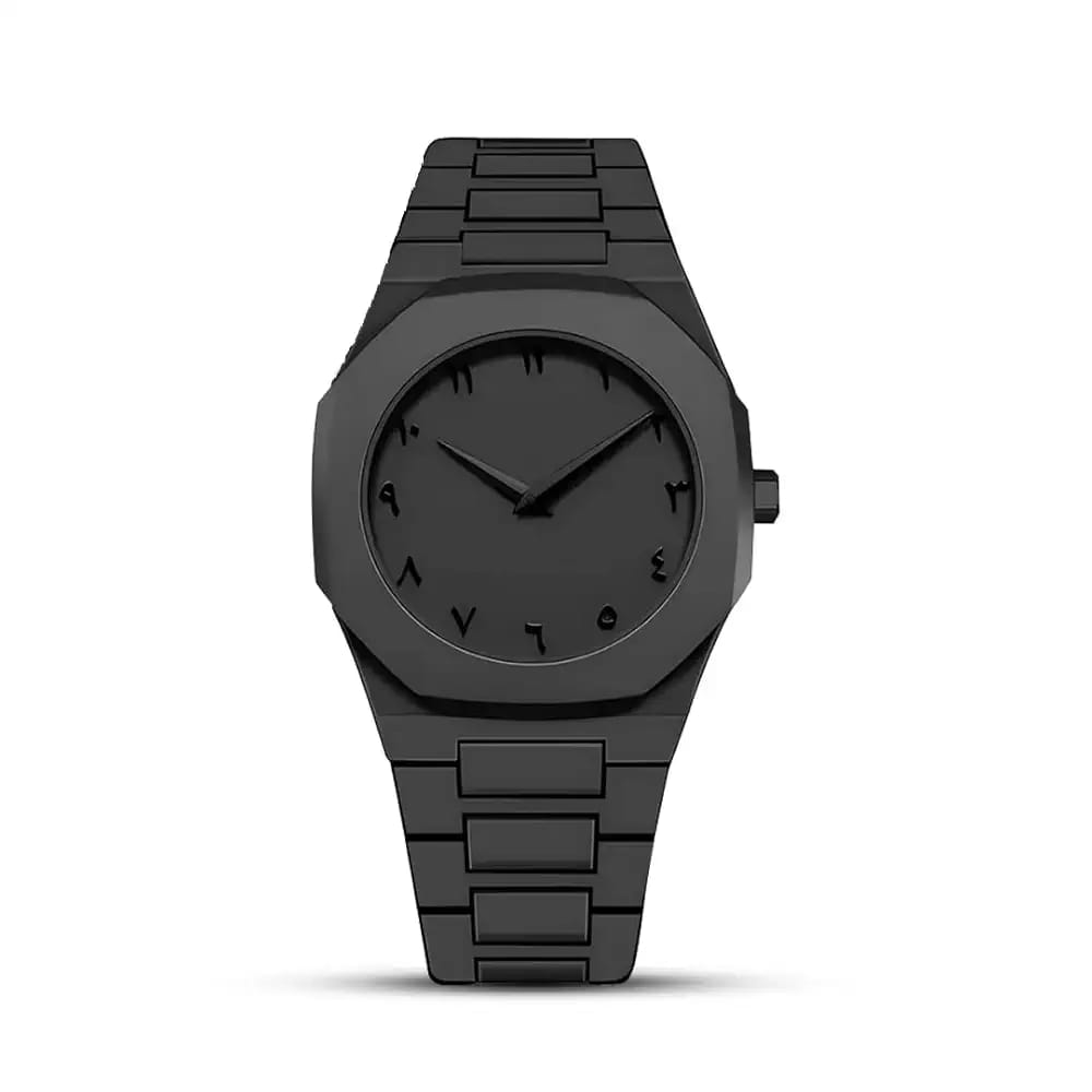 Aura Analog Watch, Matte Black Minimalist Dial with Arabic Numerals, Metal
