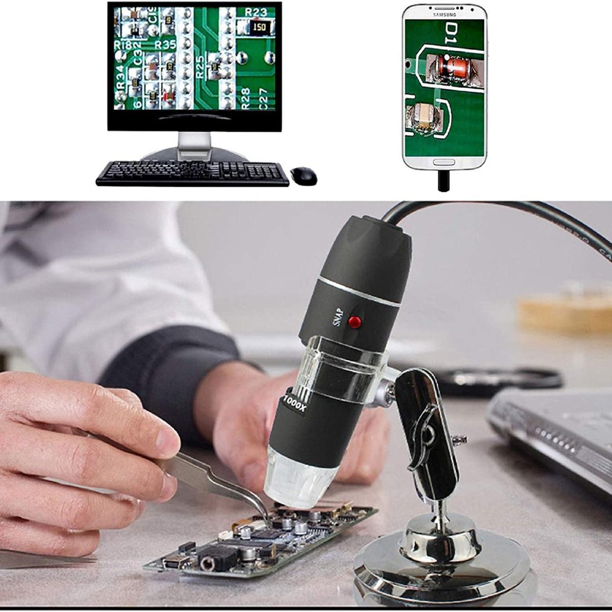 USB Digital Microscope approximately Magnification Camera with Carrying Case & Metal Stand, Compatible for Android Windows 7 8 10 11 Mac