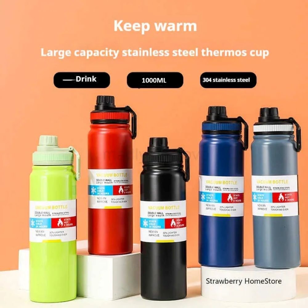 Vacuum Insulated Water Bottle 800ml – Stainless Steel Thermos Flask, Leak-Proof Flip Lid, Portable Sports Bottle for Gym, Camping, Hiking & Outdoor Travel