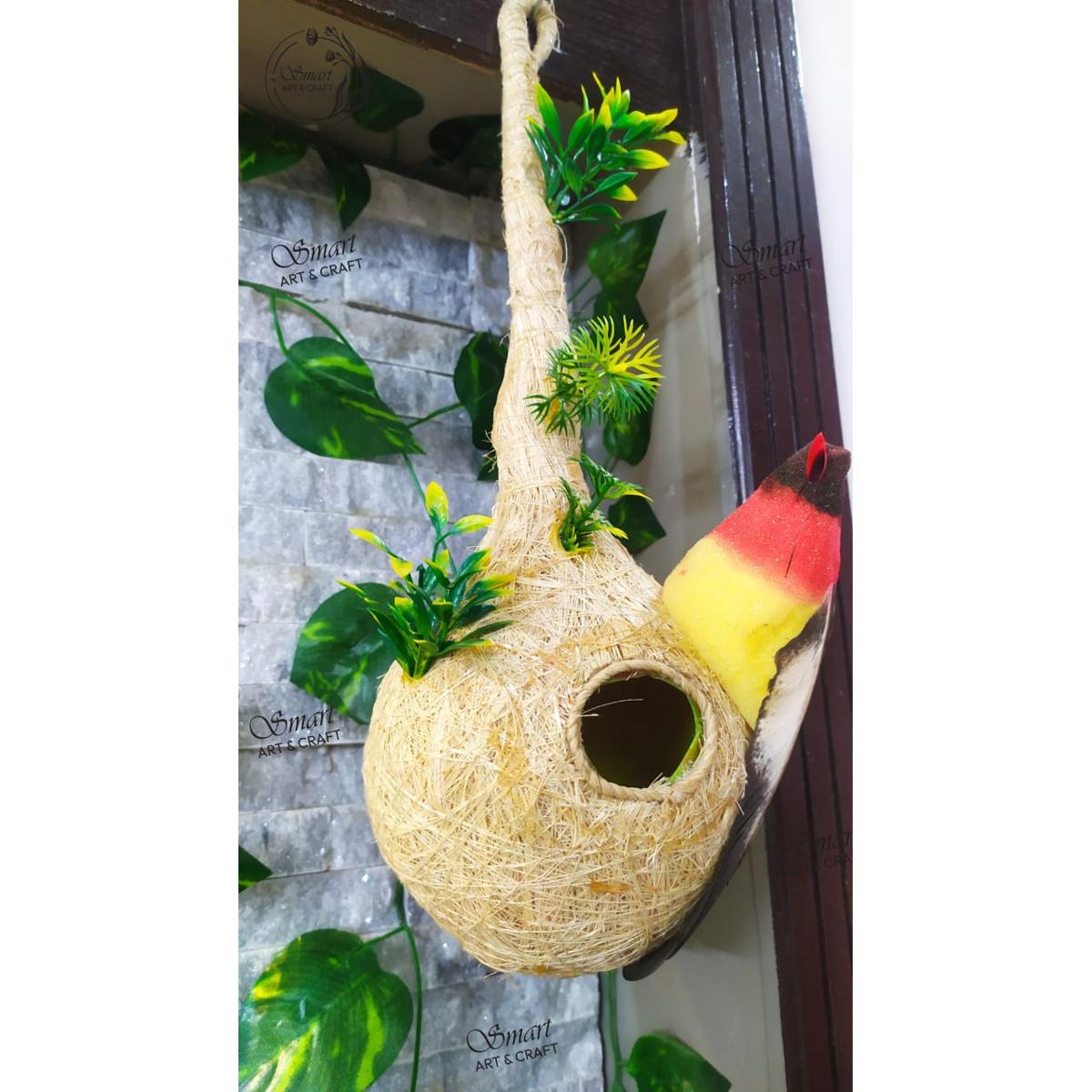 Bird nest - small bird's pet home - size 12 inches - Pet Cages outdoor carrier habitat nest breeding accessories bird houses garden plant leaves art handmade nesting animal care and Bird box for homes and offices