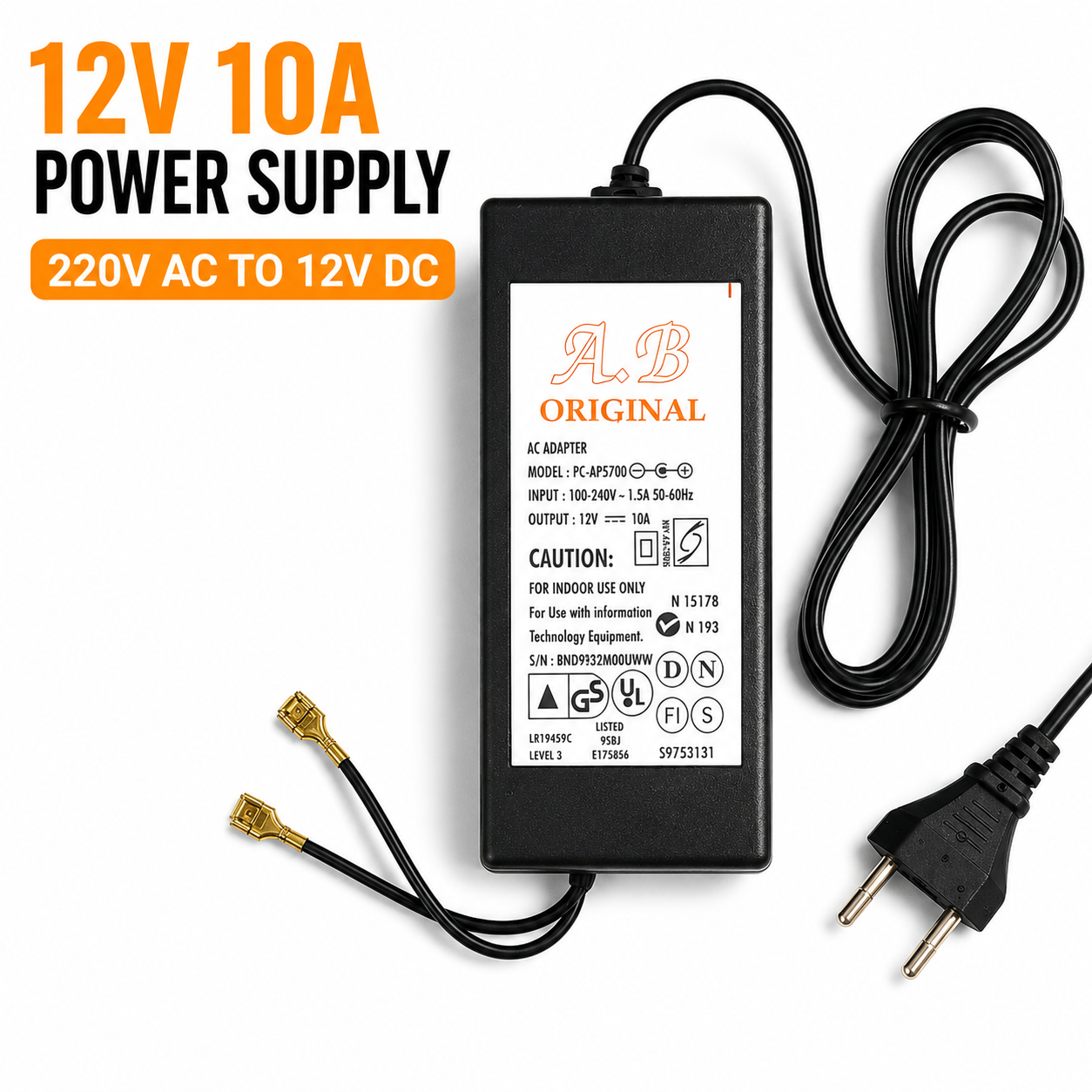 12V 10A Power Supply Adapter | 220V AC to 12V DC Converter | Heavy Duty Power Adapter | For DC Items