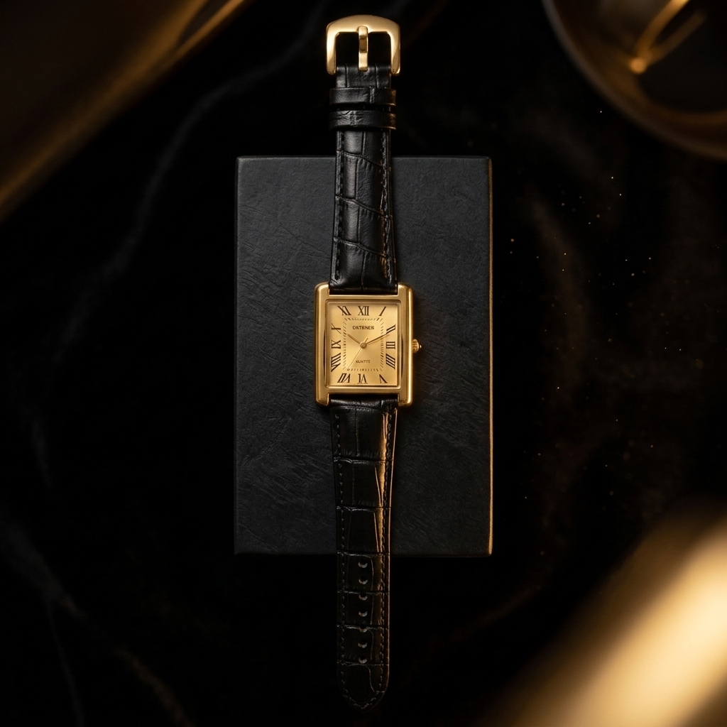 🔥Trendy Men's Leather Strap Rectangular Roman Dial Quartz Watch | Classic Formal Wrist Watch for Men | Premium Business Casual Watch