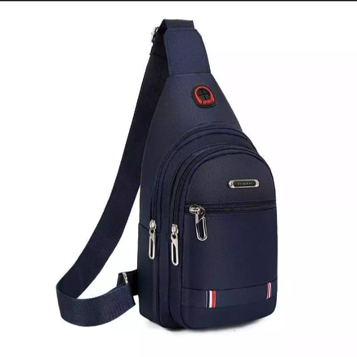 Men's Nylon Summer Casual Side Bag for Men - Crossbody Sling Messenger with 3 Zippers