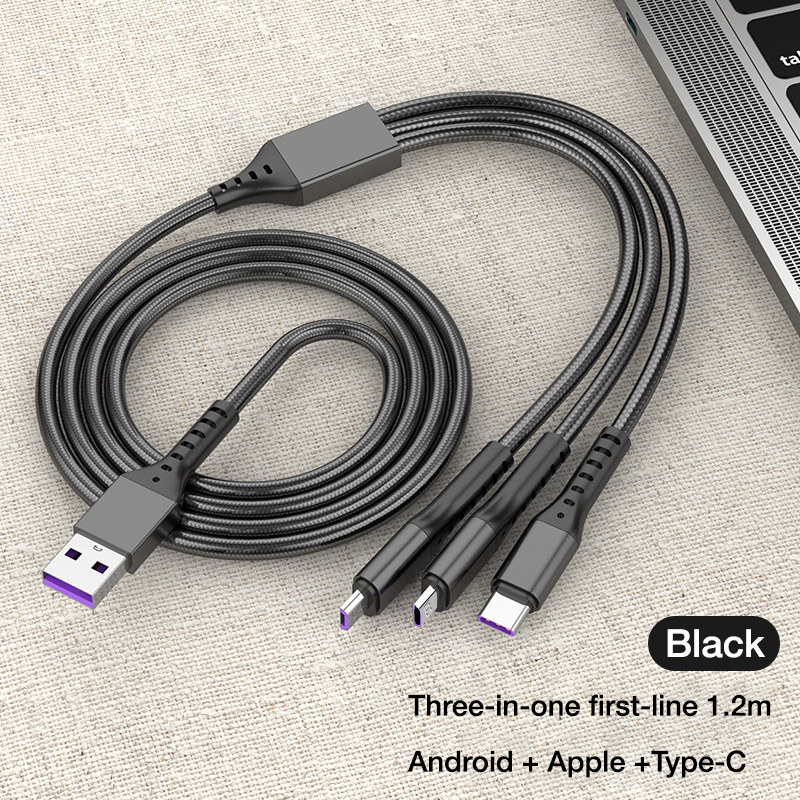 3 in 1 Heavy Duty Multi Charging USB Cable | Pure Copper core Micro USB, Type C & Lightning Connector Sync Cord | Durable Anti Tangle Multi Port Charger Wire for Universal Smart Phones Tablets Power Banks Power Delivery - ABID STORE