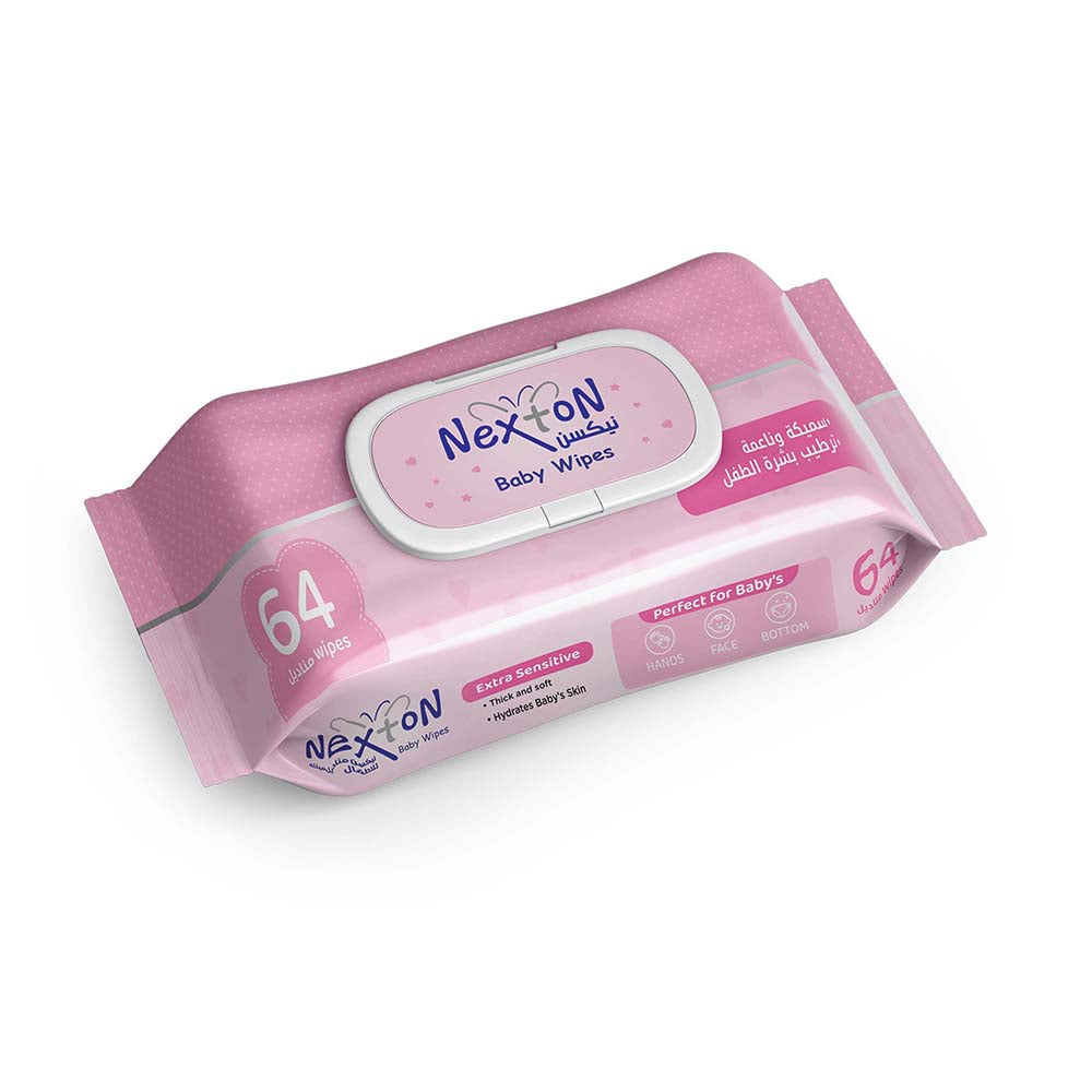 Baby Wipes Extra Sensitive Pink | Baby Cleansing Wipes | 64pcs