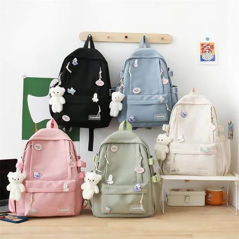 School Bag for Girls – All-Season Mesh Nylon Japanese Fashion Multi-Pocket Backpack for Teenagers & Students