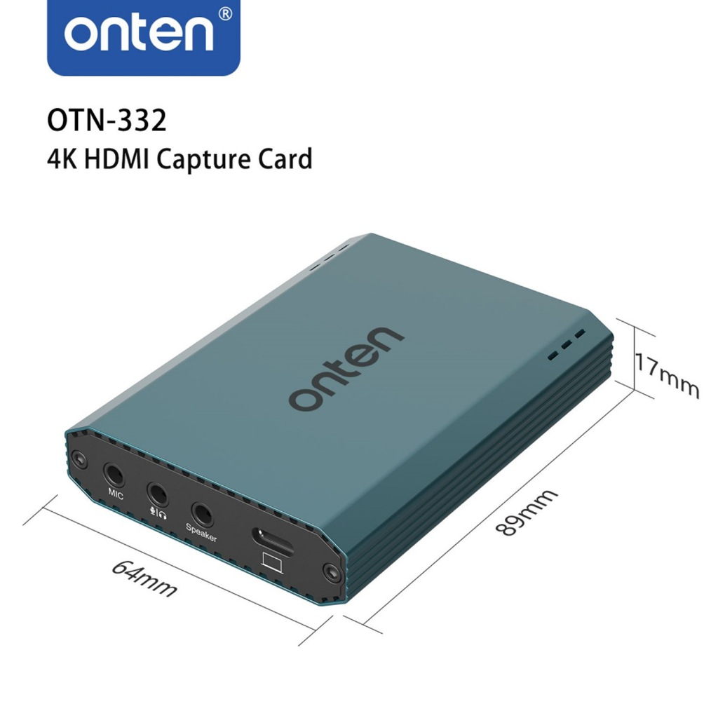 Onten OTN-332 4K 30Hz HDMI Video Capture Card - 1080P 60Hz Recording Loop Out Dongle - 3.5mm Mic & Audio Port USB Video Live Streaming Card Device For OBS PS5 Switch DSLR PC