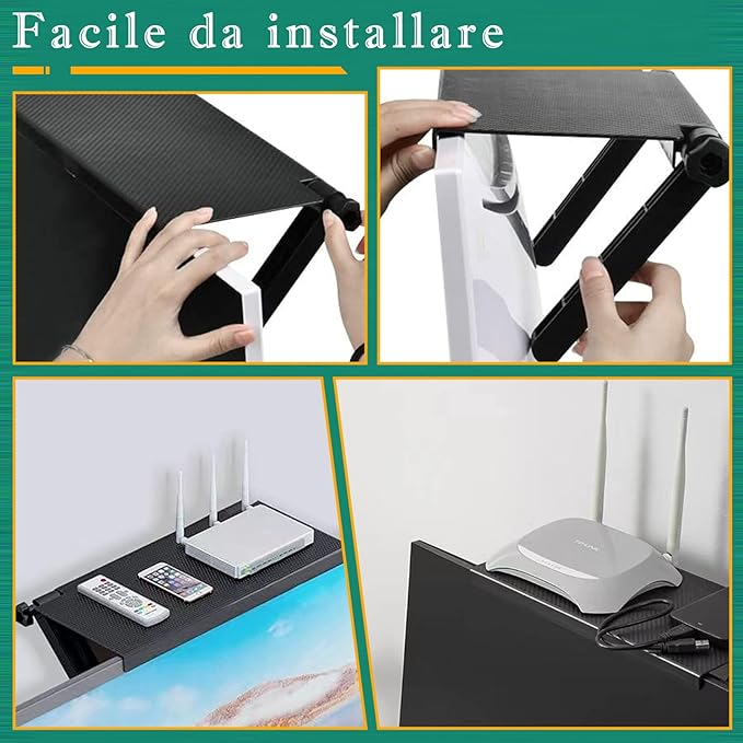 TV Top Screen Shelf Adjustable Computer Monitor Shelf Storage Bracket Mount Hold Cable Media Box, Game Console, WiFi Router, Plants, Speakers, Remote Controls, Cellphone Stand, DVD Shelf