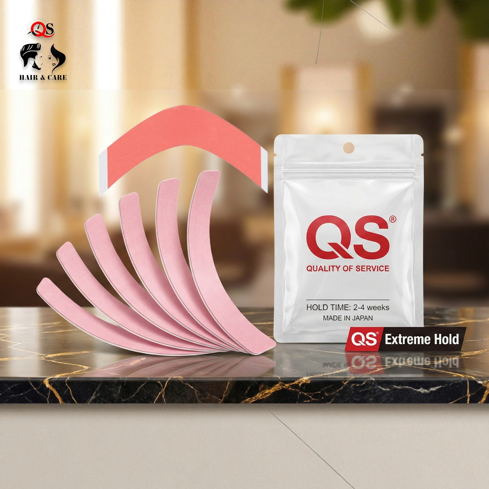 QS Strong Red Pink Wig Tape Strips – 20pcs Hair System Adhesive with Extra Grip | SensiTak Quality