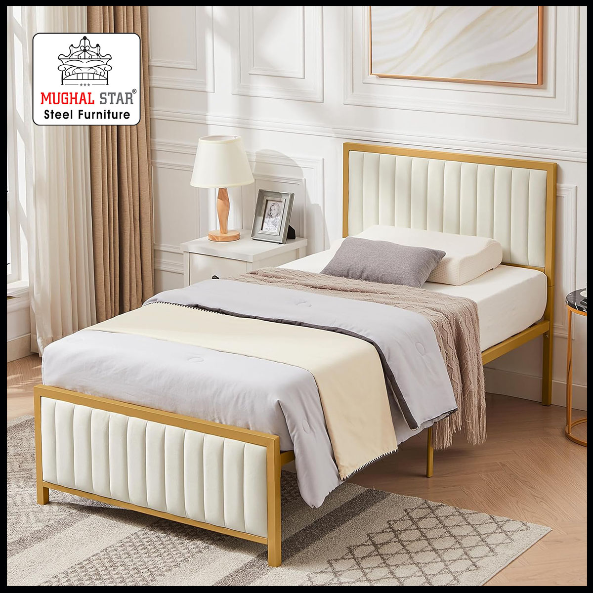 Super Delux Bed Single / Iron Bed / Single Bed / Mughal Star steel Furniture